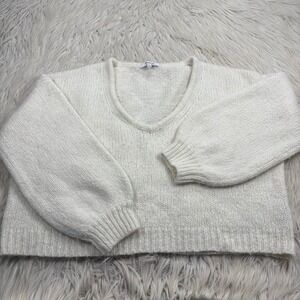 Madewell Women's XL Ivory Balloon-Sleeve Pullover Sweater Balletcore Cozycore